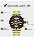CURREN 8336 Golden black Watches Men Wrist Stainless Steel Quartz Wristwatch Casual Military Chronograph Clock Waterproof.