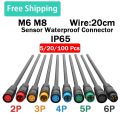 5/20/100 PCS M6 M8 Julet Sensor Waterproof Electric Bicycle Butt Joint Plug Male Female Ebike Display Cable Connector Wire 20cm.