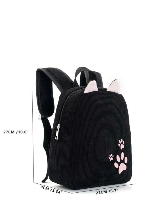 Girls%20Boys%20Cute%20Casual%20Cat%20Footprint%20Print%20Corduroy%20Adjustable%20Kids%20Backpack%20Kids%20School%20Bag%20For%20Outdoor%20Travel%20Students%20-%20Image%203