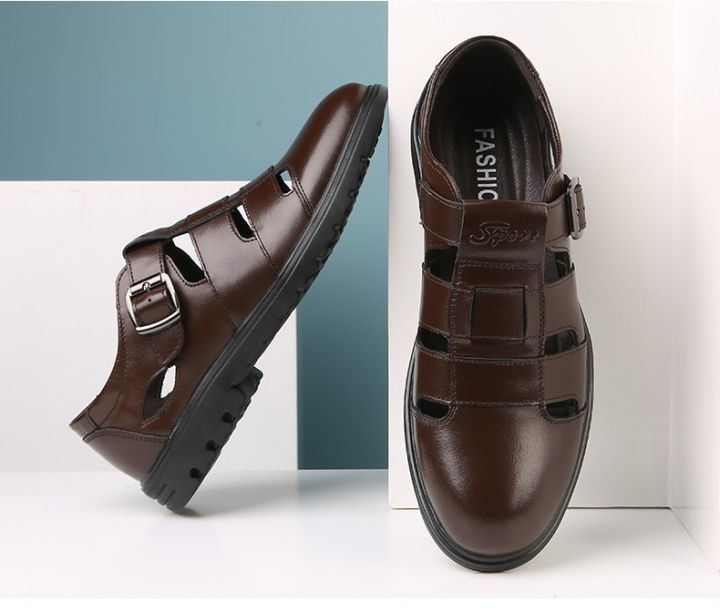 Mens%20Sandals%202019%20Casual%20Hollow%20Breathable%20Middle-aged%20Shoes%20Sandals%20Loafers%20Zapatos%20De%20Hombre%20Classic%20Leather%20Sandals%20-%20Image%207