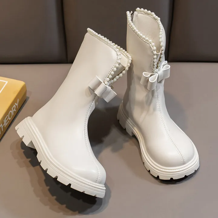 Girls'%20booties%20Fall/Winter%202023%20style%20bow%20Mary%20Jane%20pearl%20with%20fleece%20boots%20for%20kids%20boots%20Boots%20for%20girls%20-%20Image%203