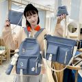 Japanese High School Bags For Students Teens Girls Cute Kawaii Women Backpack 5pcs set Multiple Pockets School Backpack Mochila. 