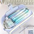 Creative Large Capacity Double Layer Canvas Pencil Case Waterproof Durable Zipper Closure Macron Color Pencil Bag Student School Supplies.