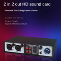 2 in 2 Out USB Audio Interface 32Bit/384KHZ Studio Kit Record Professional Sound Card 48V Phantom Easy to Use. 