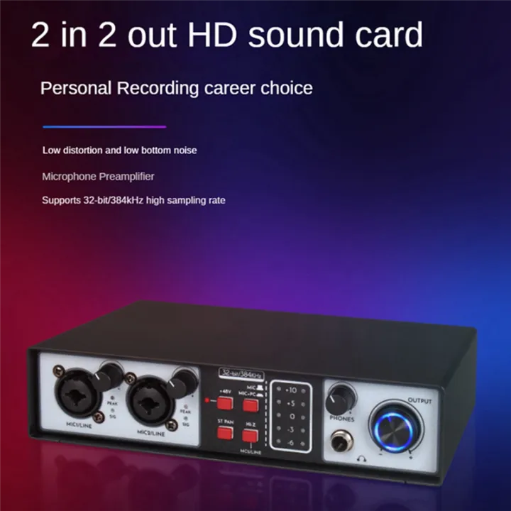 2%20in%202%20Out%20USB%20Audio%20Interface%2032Bit/384KHZ%20Studio%20Kit%20Record%20Professional%20Sound%20Card%2048V%20Phantom%20Easy%20to%20Use%20-%20Image%203