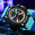 SANDA Three Screen Multifunctional Timing Watch Outdoor Waterproof Night Light Men's Watch SD3366-4.
