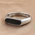Stainless Steel Men's Stone Ring, Silver, Golden, Black, Natural Stone, Sizes 7-10. 