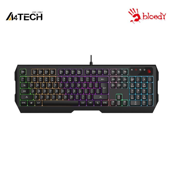 A4tech Bloody B135N Neon Gaming Keyboard - Multi-Key Rollover - 4 Gaming Keycaps - 1ms Key Response - Adjustable Backlights - Game Mode
