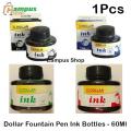 DOLLAR CALLIGRAPHY INK FOUNTAIN PEN INK BOTTLES-60.0ml (Black, Red,Blue , Green) .. 