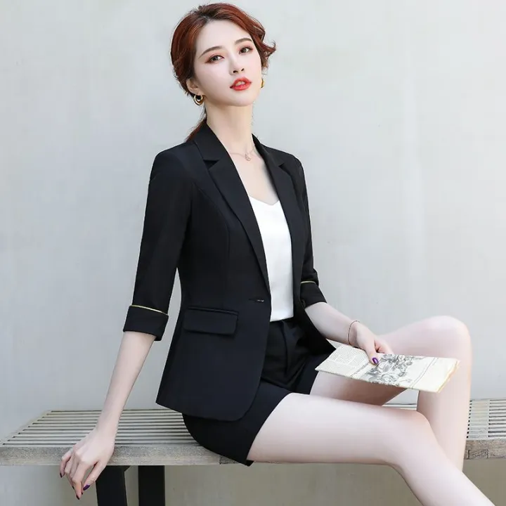 Small%20Suit%20Jacket%20Women's%20Suit%20Shorts%20Two-Piece%20Suit2023New%20Summer%20Fit%20Slim%20Fit%20Solid%20Color%20Suit%20Women's%20Clothing%20-%20Image%209