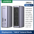 UGREEN Docking Station Triple Display, 12-in-1 USB C MacBook Docking Station with 2 HDMI DP 8K, 10 Gbps USB C and USB-A Data, 100W PD Charging, Ethernet, Audio, SD TF Card Reader for Mac OS, Windows. 