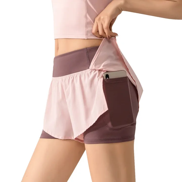 1Day%20Ship%20Women%202%20In%201%20Running%20Short%20With%20Pocket%20Elastic%20Waist%20Running%20Yoga%20Sports%20Shorts%20Gym%20Fitness%20Workout%20Short%20Sportswear%20-%20Image%205