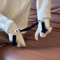 Full Finger Winter Gloves Black And White Mittens Creative Couple Gloves Funny Big Eye Mittens Couple Mittens Hand-holding Gloves.