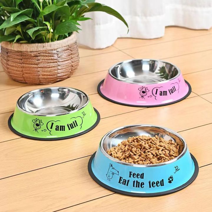 Cat Bowl Pet Bowl Stainless Steel Cat Food Water Bowl with Non-Slip Rubber Base