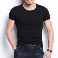Summer Men T-shirt Round Neck V Neck Short Sleeve Pullover Tees Solid Color Soft Breathable Thin Simple Style Casual Men Top. 