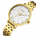 CURREN 9046 Black Stainless Steel Analog Watch For Women - Gold & White.
