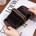 New double zipper wallet popular plaid flower pattern multi-function multi-card slot card holder. 