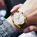 Olevs Top Luxury Leather Analog quartz fashionable watch for men. 