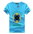 Half Sleeve Comfortable Jersey Fabrics Tshirt With Brazil Logo.
