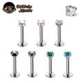 1Pcs G23 Titanium Piercing CZ Gem Internally Threaded Labret Monroe Lip Ring Tragus Nail Helix Earring Stud 16G 18G Body Jewelry.