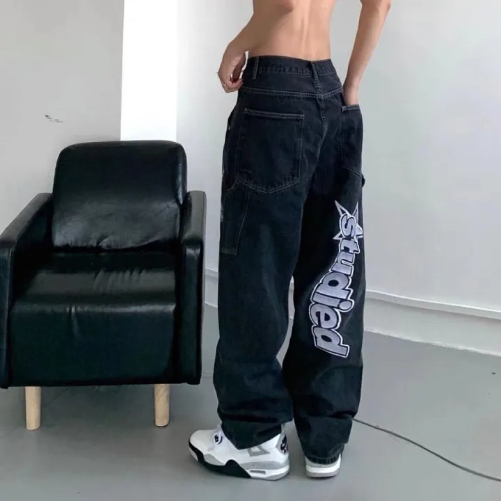 Baggy%20Jeans%20American%20Vintage%20Embroidered%20Black%20Jeans%20Men%20Spring%20and%20Autumn%20Personalized%20Fashion%20Trousers%20Cargo%20Pants%20Men%20-%20Image%205