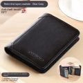 2023 New Genuine Leather Rfid Protection Wallets for Men Vintage Thin Short Multi Function ID Credit Card Holder Money Bag. 