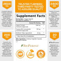 Turmeric Curcumin Supplement 60 Capsules with BioPerine & Ginger 95% Standardized Curcuminoids 2600mg Black Pepper for Max Absorption Joint Support. 