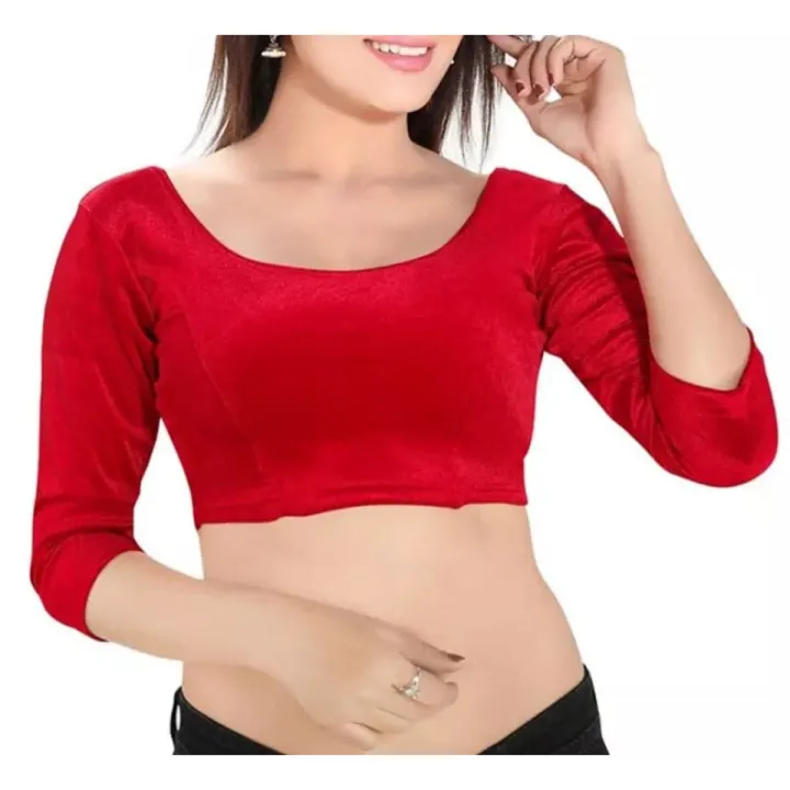Velvet%20Blouses%20Best%20Qualityfull%20Three%20Quarter%20Sleeves%20For%20Women.%20-%20Image%203