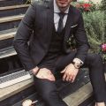 2022 Tailored Burgundy Purple Suit Men Groom Slim Fit 3 Piece Tuxedo Prom Wedding Suits Blazer Terno Masuclino Jacket+Pant+Vest. 