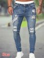 Men Jeans Regular Fit Hole Jean Pants Spring Autumn Streetwear Mens Casual Denim Ripped Skinny Trousers Slim Biker Outwear Pants.