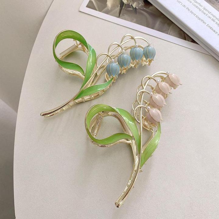 New Tulip Hair Claw Flower grace Shark Clip Headdress Vintage Ponytail Claw Clip Trendy sweet