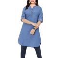 Jeans Cotton Comfortable Kurti For Women A Casual Everyday Wear Soft Breathable Denim Style Outfit Piece.