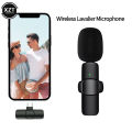 Bluetooth-Compatible Wireless Lavalier Microphone Portable Audio Video Recording Mic For IPhone Android Live Game Mobile Phone.