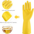 Rubber Safety Hand Gloves Yellow Latex Use for Kitchen, Resist Oil, Acids, Chemical, Gardening. pack of 1 pair.. 