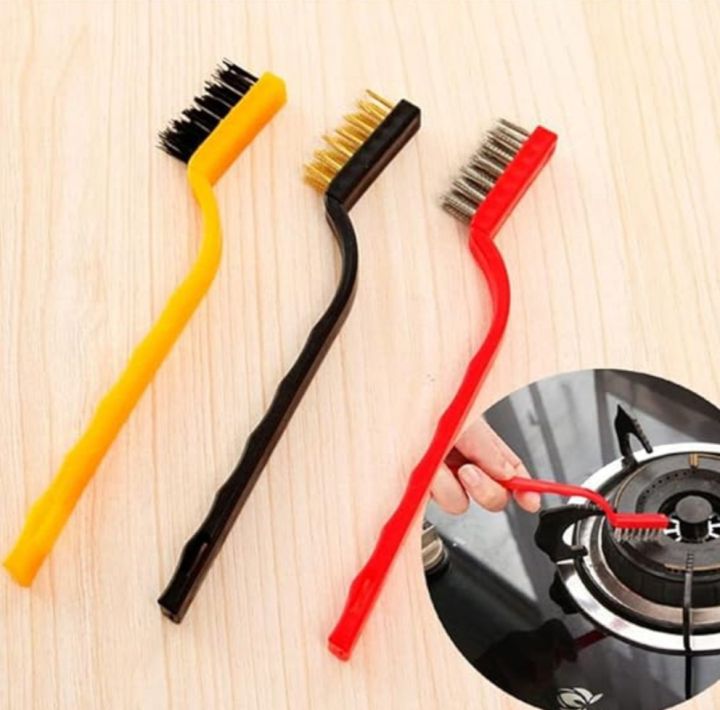 3Pcs/Set 7 inches Stainless Steel Brush Brass Cleaning Brush Polishing Rust Remover Metal Wire Brush Cleaning Tool Family