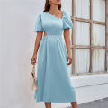 Stylish Addition - Ladies Summer Elegant Midi Dress Casual Plain Swing Sexy Hollow out Long Maxi Dresses For Women - Sustainable Choice.