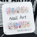 Handmade Cute Short Press on Nails Pink Kawaii Star Design Reusable Adhesive False Korean Gradient Fairy Y2k Nail Tips for Girls.