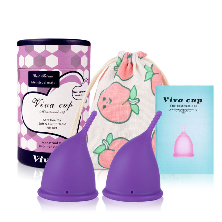 Viva Cup Menstrual Health Starter Kit - Silicone Menstrual Cup with Drawstring Bag, Portable Period Cup Set