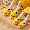 Pokemon Pikachu Children's Cotton Slippers Boys and Girls Winter Home Shoes Indoor Non-slip Parent-child Bag Heel Cotton Shoes. 