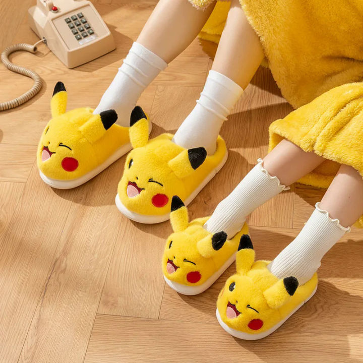 Pokemon%20Pikachu%20Children's%20Cotton%20Slippers%20Boys%20and%20Girls%20Winter%20Home%20Shoes%20Indoor%20Non-slip%20Parent-child%20Bag%20Heel%20Cotton%20Shoes%20-%20Image%203