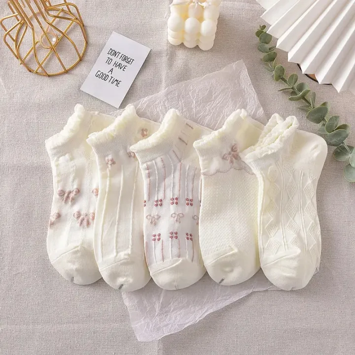 5pair%20/Lot%20Ankle%20Socks%20for%20Women%20Crew%20Colorful%20No%20Show%20Low%20Cut%20Invisible%20Cotton%20Thin%20Non-slip%20Silicone%20Breathable%20Walking%20White%20-%20Image%207
