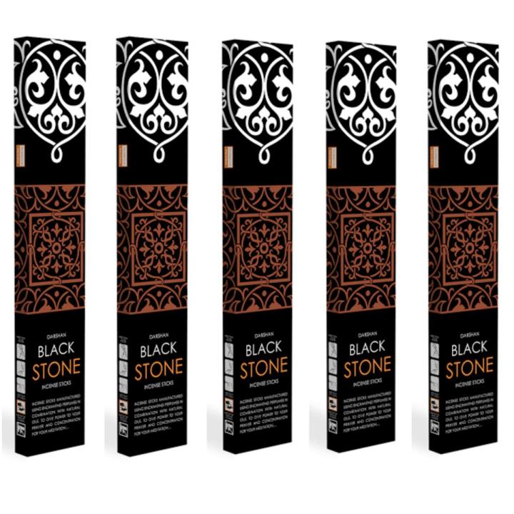 Black Stone Incense Sticks , 5 Packet of 65 Sticks Agarbatti, Darshan India