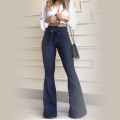 RL09# South American foreign trade jeans Cross-border new high-waisted micro stretch lace-up flared pants, wide-leg pants, jeans women.