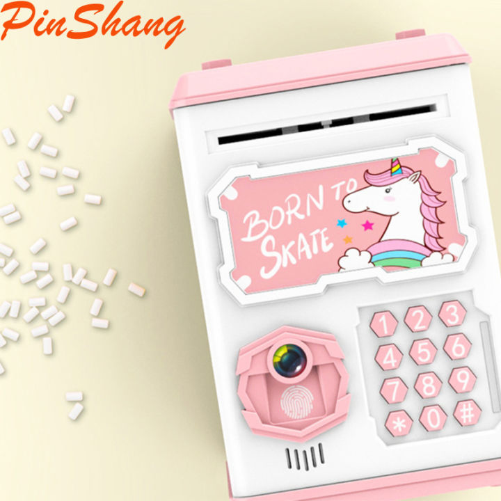 PinShang Kids Electronic Piggy Bank Auto Scroll Paper Saving Box With Face Fingerprint Recognition For Boys Girls Gifts