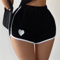 Heart Printing Shorts Women Summer Sports Shorts Casual Elastic Waist Hot Pants For Fitness Running Solid Pajama Pants Homewear.