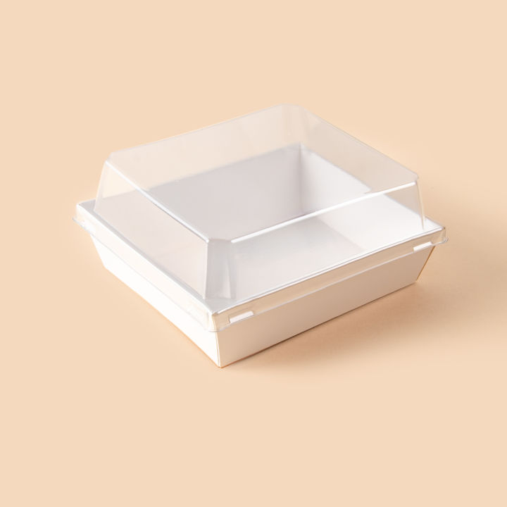 10pcs Kraft Paper Cake Paper Charcuterie Boxes With Clear Lids Food Wedding Birthday Party Decor Supplies