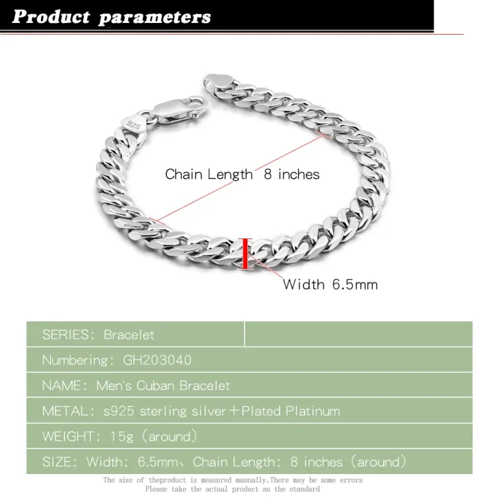 Classic%20Fashion%20Men%20100%25%20925%20Sterling%20Silver%20Bracelet%20Punk%20Style%20Cuban%20Chain%20Solid%20Silver%20-6%20MM/%206-9%20inches%20Bracelet%20Boy%20Jewelry%20-%20Image%202