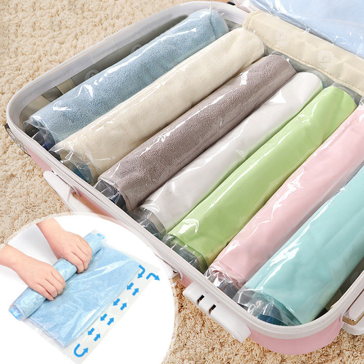1/4Pcs Clothes Compression Storage Bags Hand Rolling Clothing