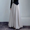 Ladies Qualityful Elastic High Waist Maxi Skirts Ruffle Pleated Skirts Casual Monochromatic Overskirts. 