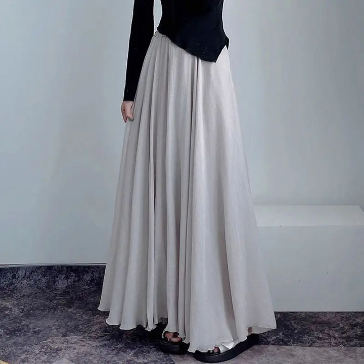 Ladies%20Qualityful%20Elastic%20High%20Waist%20Maxi%20Skirts%20Ruffle%20Pleated%20Skirts%20Casual%20Monochromatic%20Overskirts%20-%20Image%205
